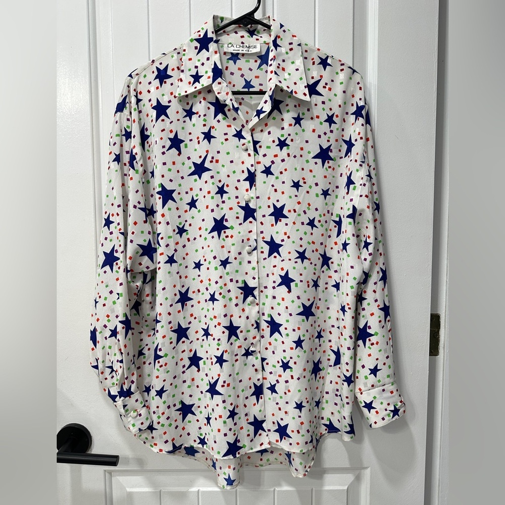 Vintage La Chemise Star Patterned Button-Up Shirt